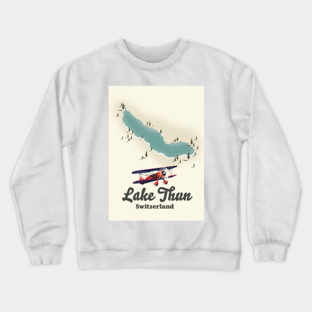 Lake Thun Switzerland map Crewneck Sweatshirt by nickemporium1